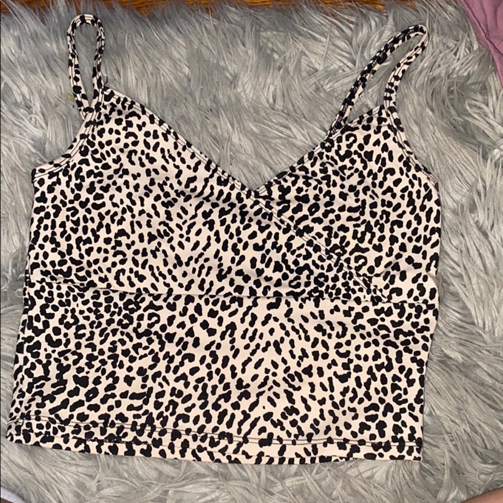 Cheetah Print criss-cross tank top